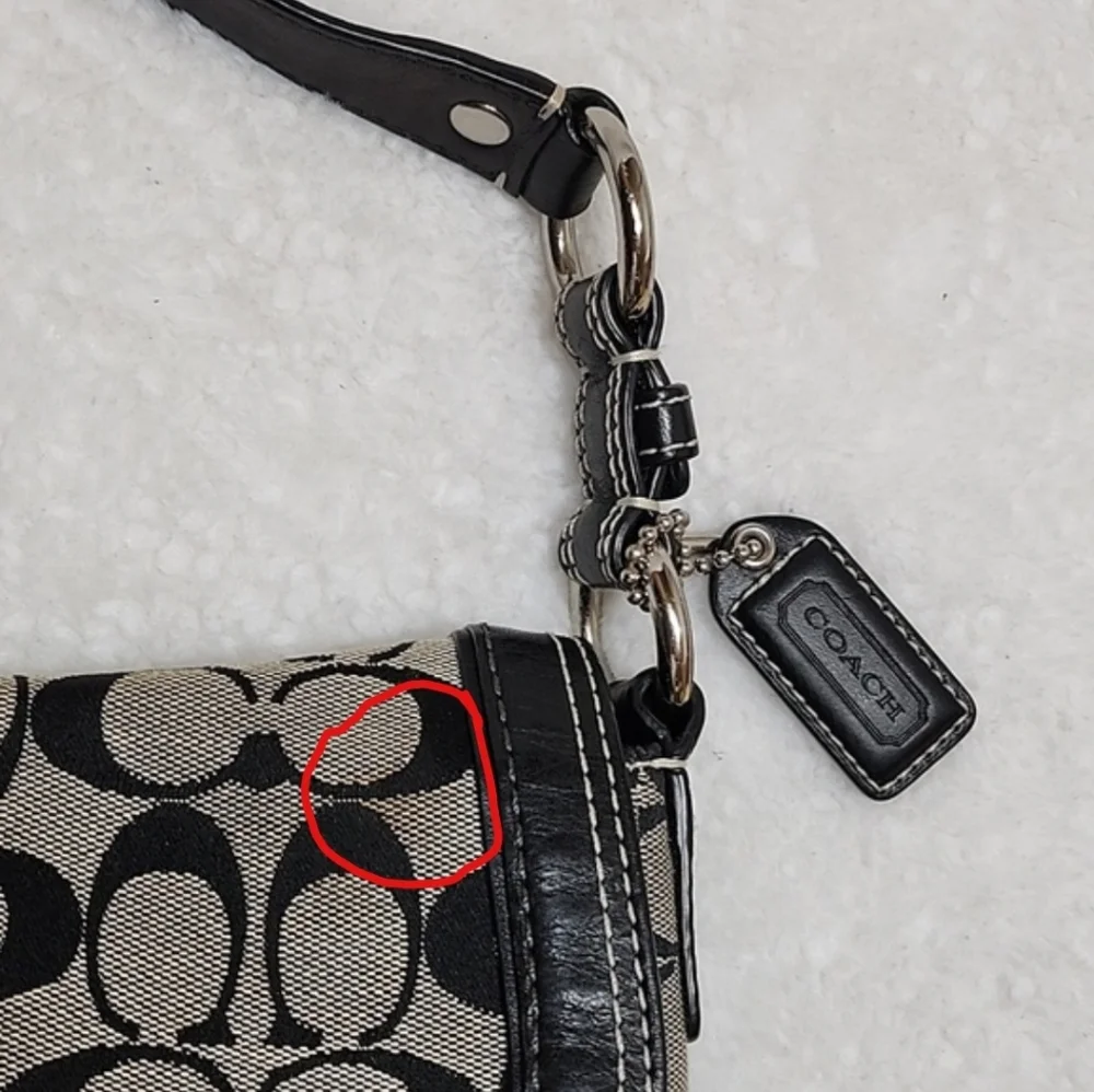 Coach Y2K Soho Chelsea Signature Flap Turn Lock black/Gray canvas leather trim